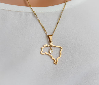 Brazil Necklace | Brazil Map Necklace | Country Pride Necklace I Minimalist Jewelry I Brasil Necklace I Brazil Country Map | Brasil Pendant