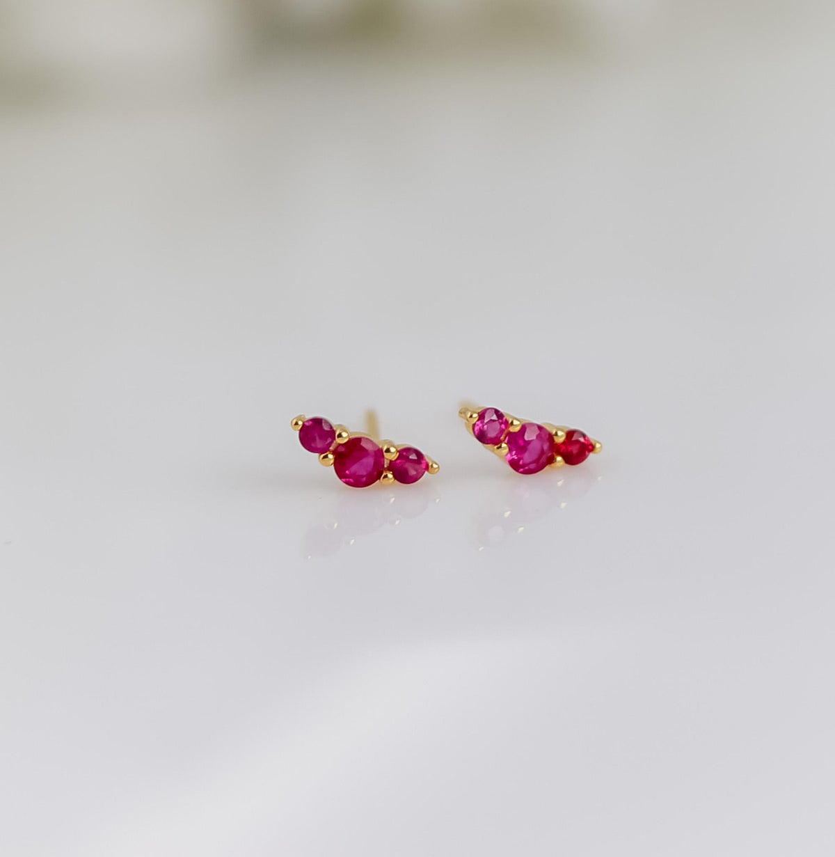 Cubic Zirconia Stud Earrings In White, Amethyst, Pink, Garnet | Stud With Gem Stone in Gold | Crystal Earring | Earring For Her