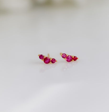 Cubic Zirconia Stud Earrings In White, Amethyst, Pink, Garnet | Stud With Gem Stone in Gold | Crystal Earring | Earring For Her