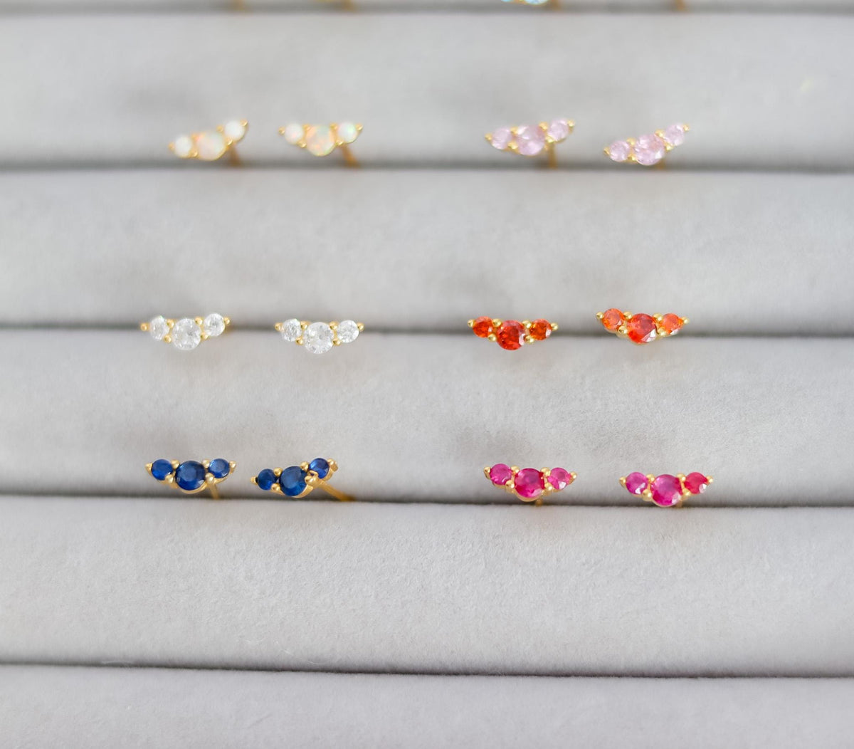 Cubic Zirconia Stud Earrings In White, Amethyst, Pink, Garnet | Stud With Gem Stone in Gold | Crystal Earring | Earring For Her