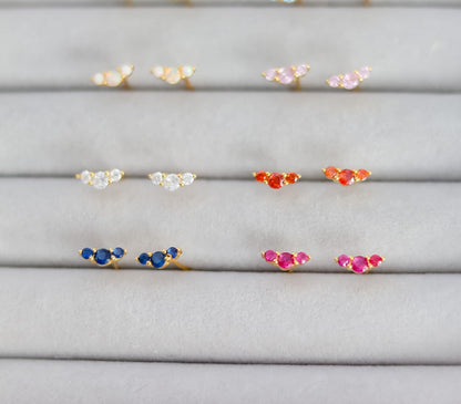 Cubic Zirconia Stud Earrings In White, Amethyst, Pink, Garnet | Stud With Gem Stone in Gold | Crystal Earring | Earring For Her