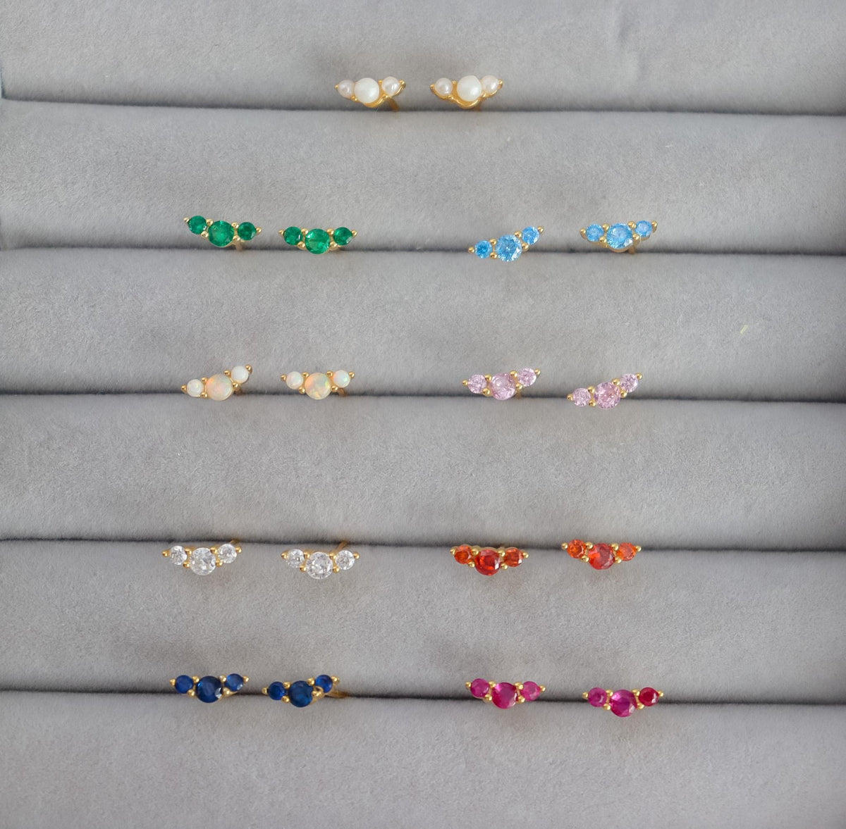 Cubic Zirconia Stud Earrings In White, Amethyst, Pink, Garnet | Stud With Gem Stone in Gold | Crystal Earring | Earring For Her