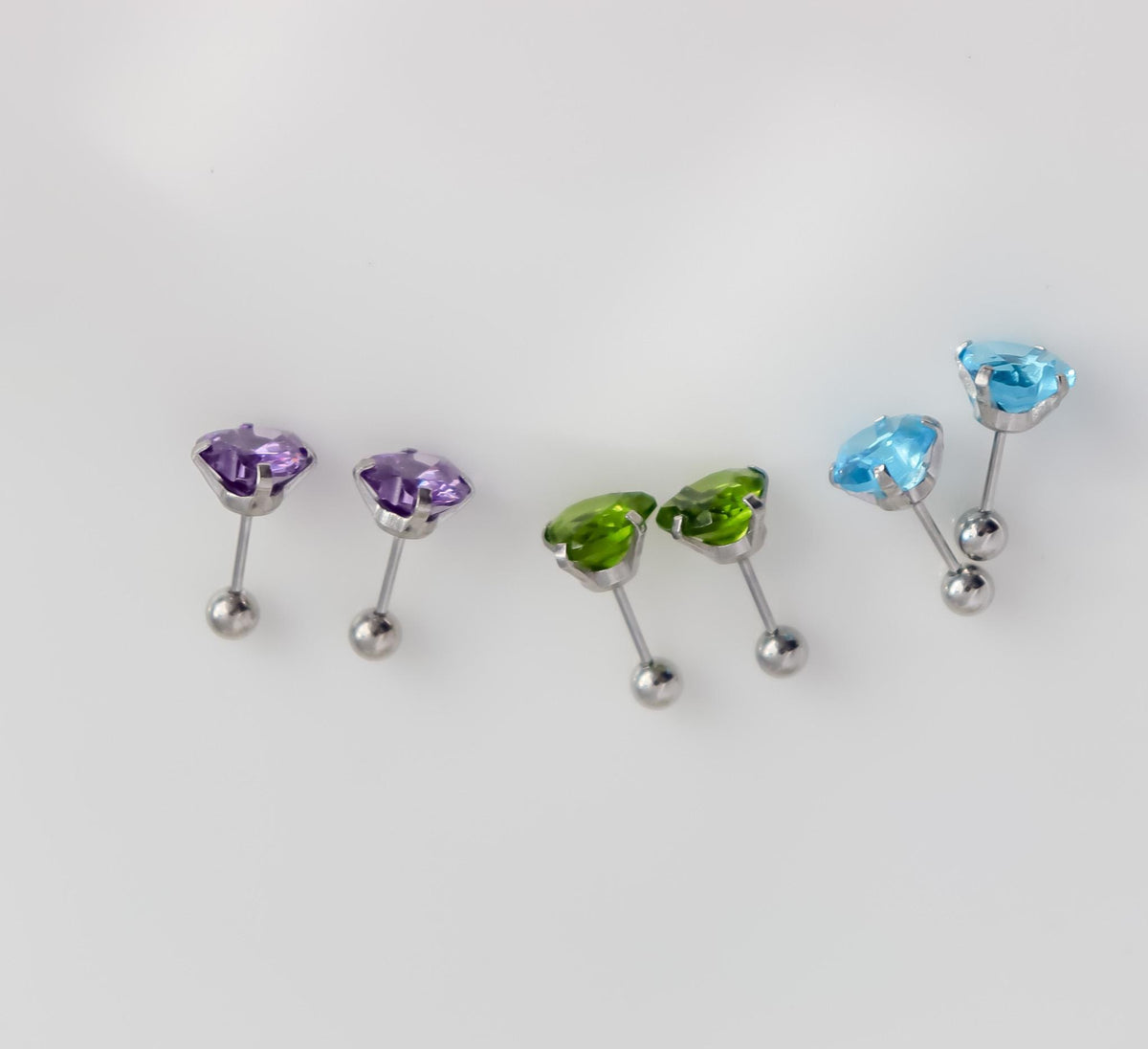 Heart-Shaped Cubic Zirconia Stud Earrings In White, Amethyst, Pink, Garnet | Stud With Gem Stone in Gold | Crystal Earring | Earring For Her