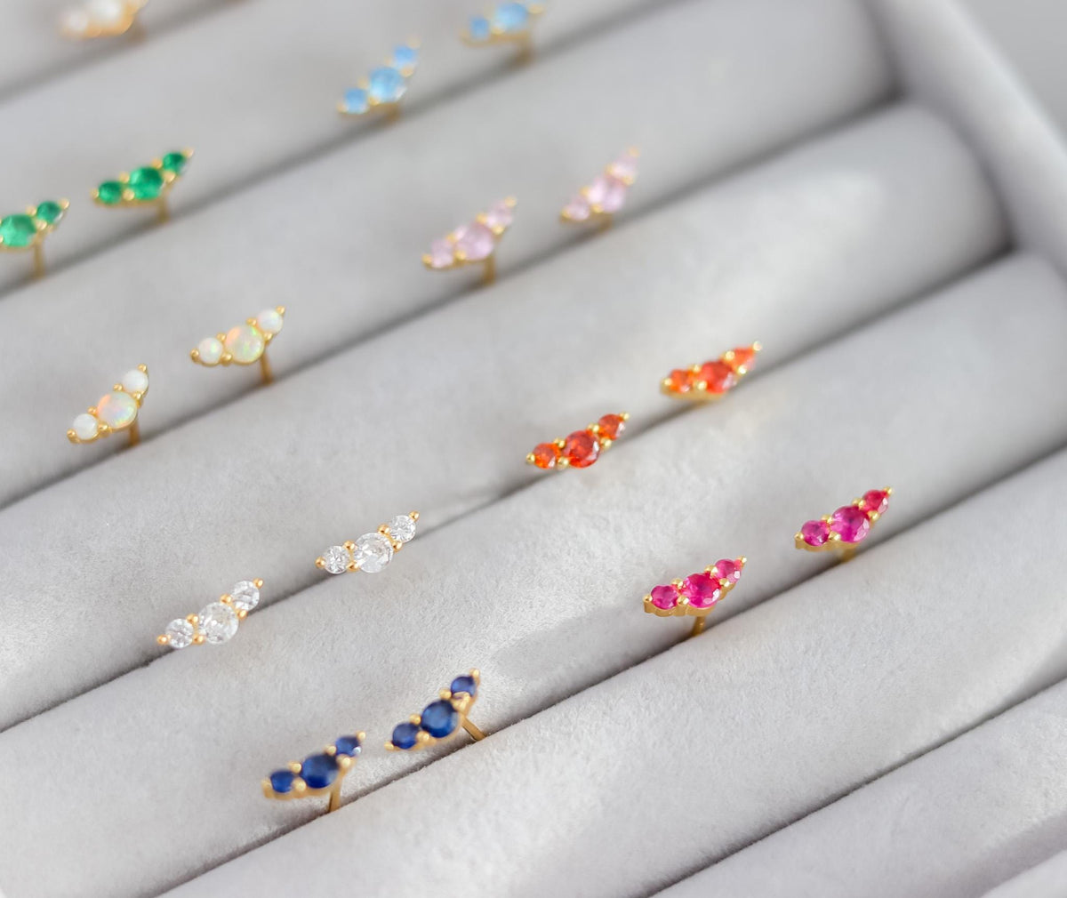 Cubic Zirconia Stud Earrings In White, Amethyst, Pink, Garnet | Stud With Gem Stone in Gold | Crystal Earring | Earring For Her