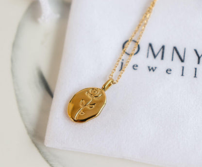 Irregular Oval Rose Necklace