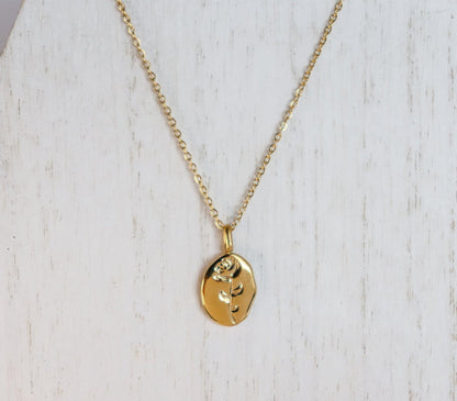 Irregular Oval Rose Necklace