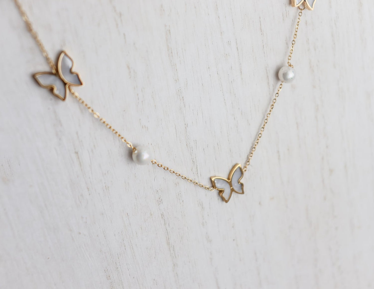 Pearl Butterflies Necklace
