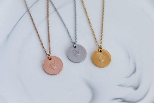 Birth Month Flower Pendant Necklace (Style 1)