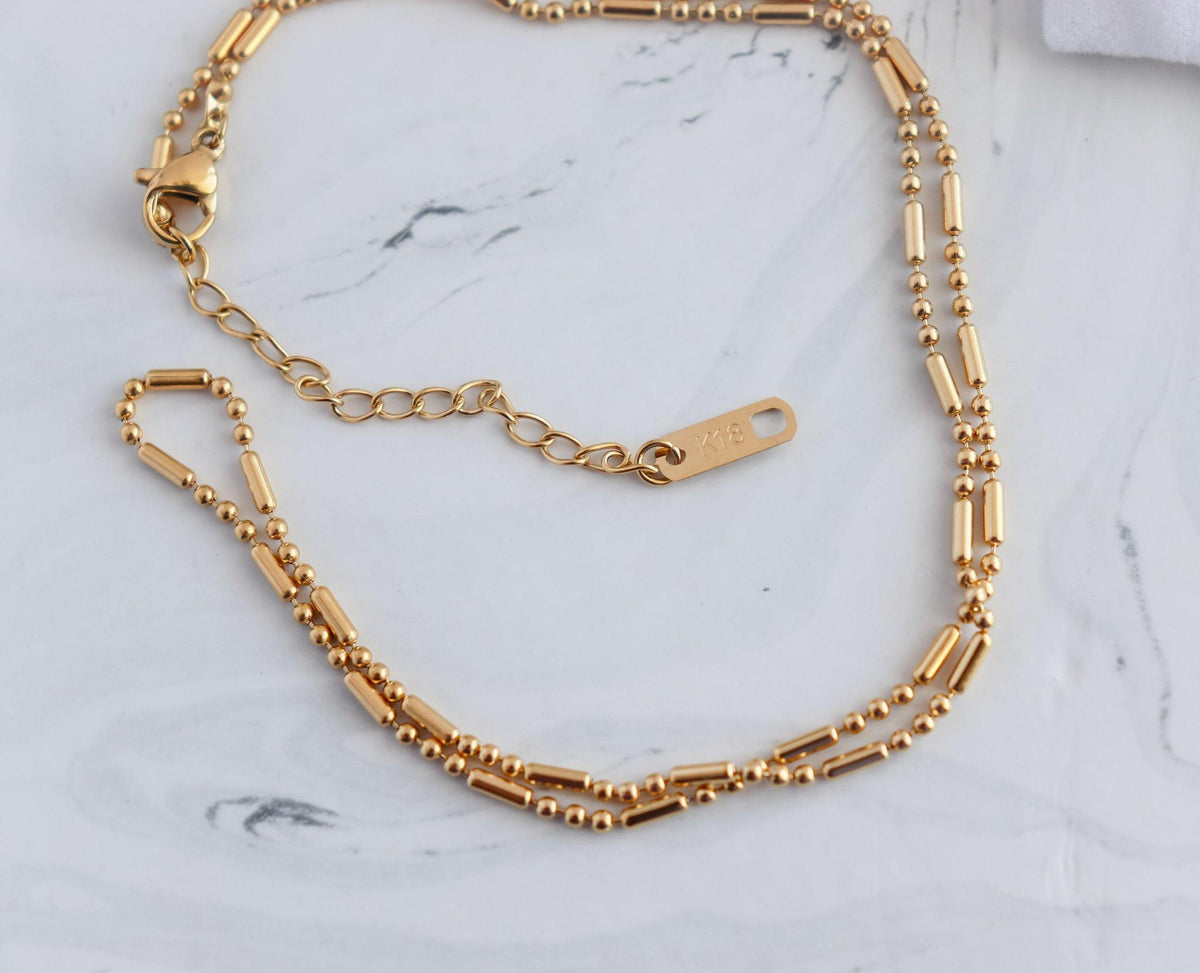 Simple Double Dotted Chain Necklace