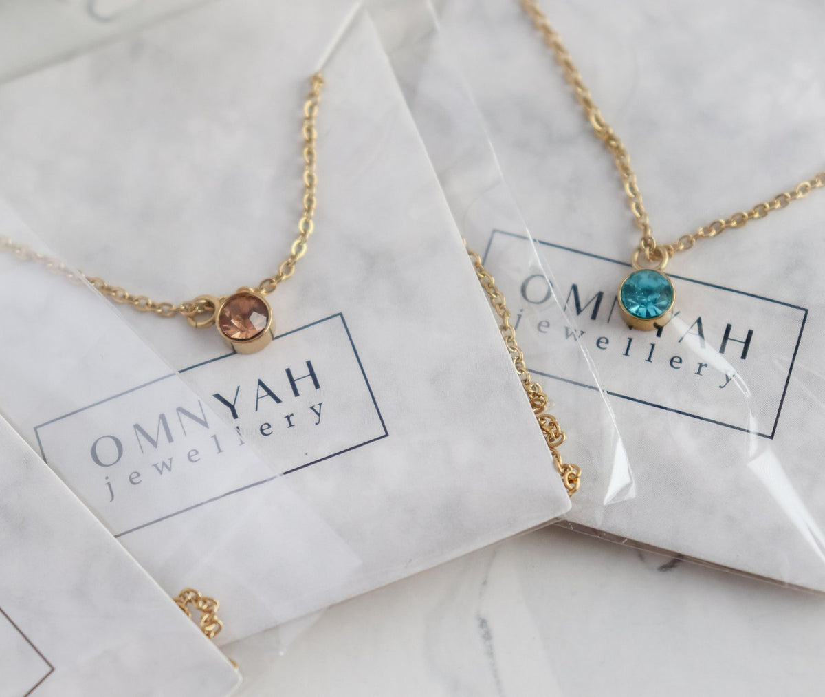 Round Birth Month Stone Necklace