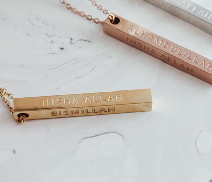 4 Reminders 3D Bar Necklace