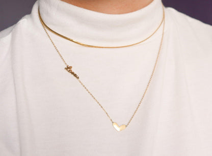 Lovers Heart & Snake Chain Necklace Set