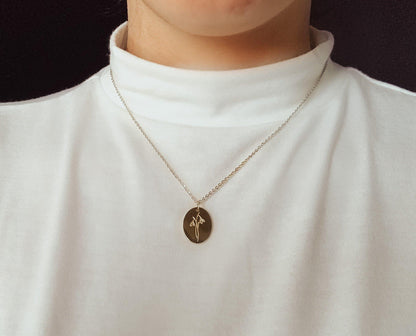 Oval Birth Month Flower Necklace