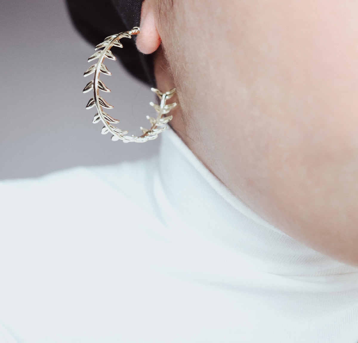Leaf Vine Hoop Earrings