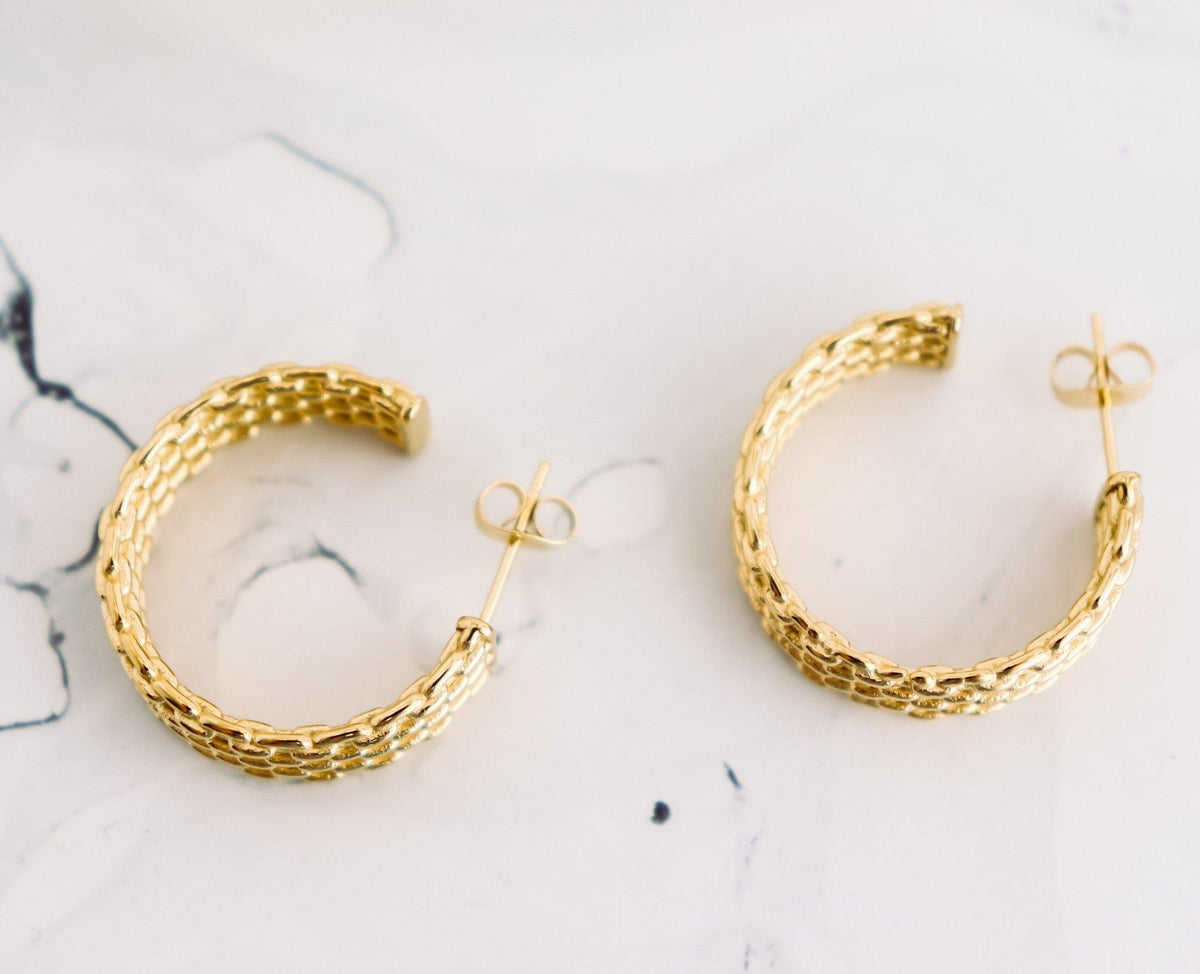 Wide Textured Hoop Earrings