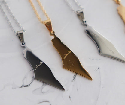 Palestine Map Necklace