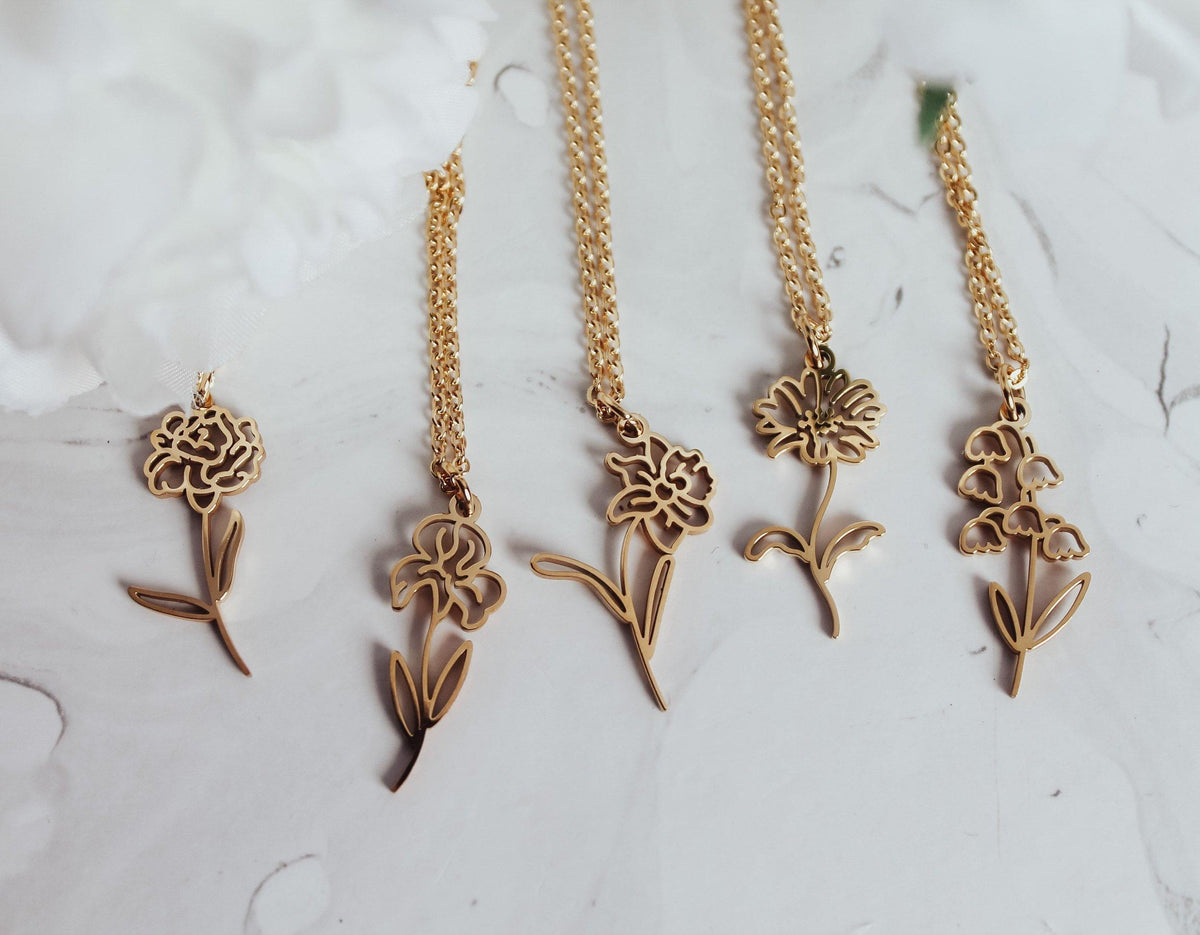 Flower Shape Birth Month Flower Necklace