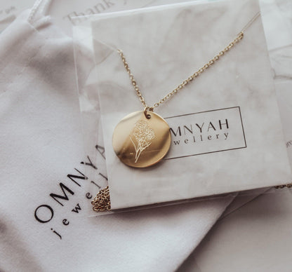Birth Month Flower Pendant Necklace (Style 1)
