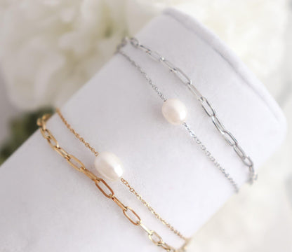 Block Fresh Water Pearl Bracelet