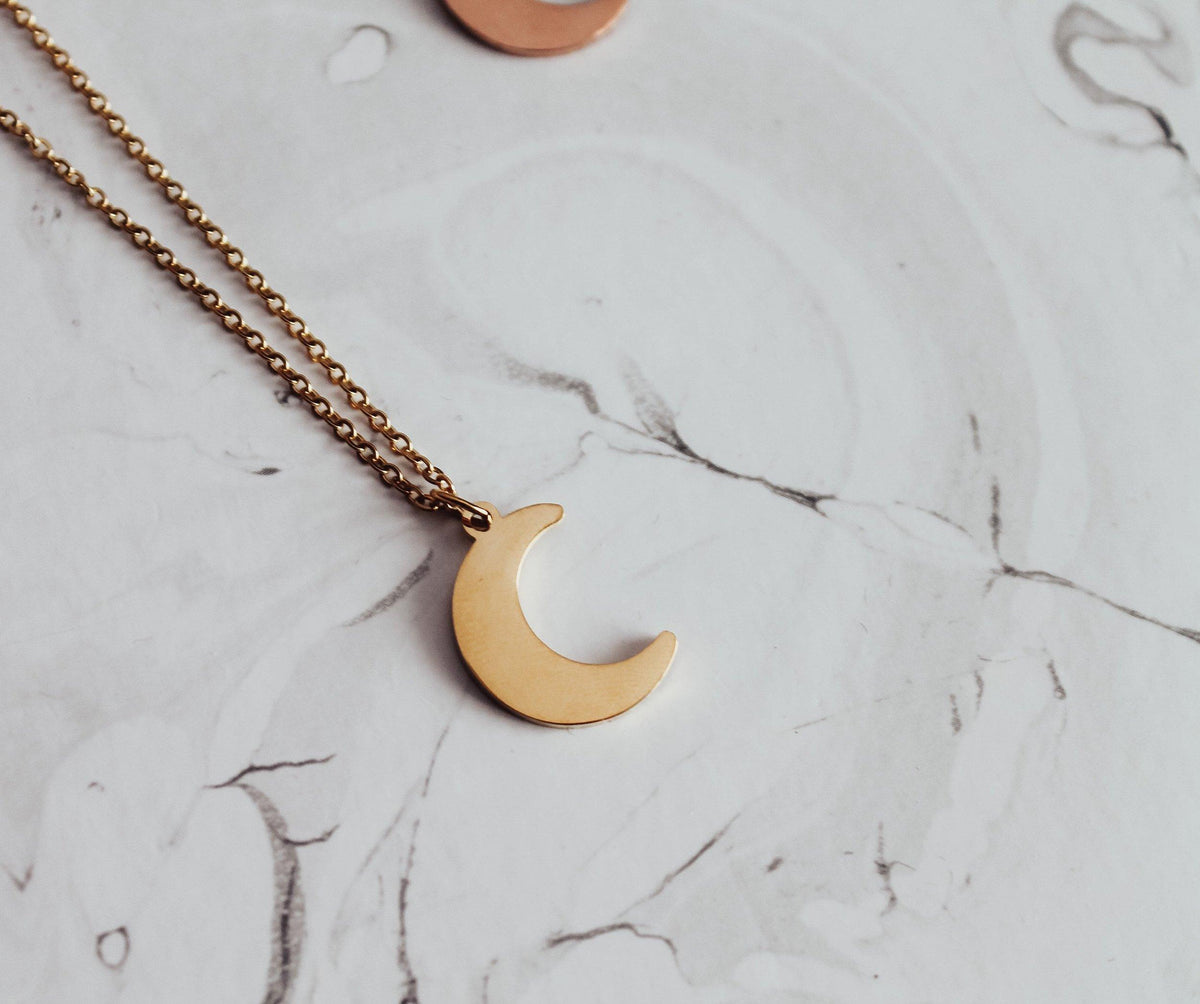 Mini Solid Crescent Moon Necklace