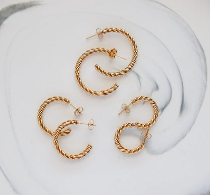 Thin Twisted Hoop Earrings
