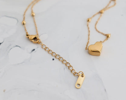 Mini Heart Beaded Chain Necklace