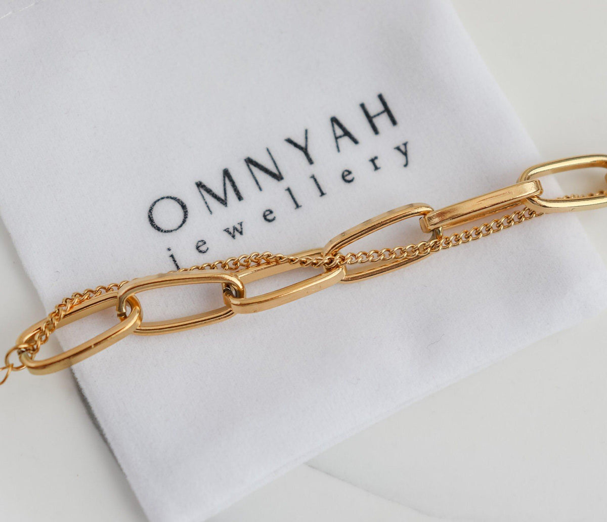 Thick Block & Simple Chain Bracelet