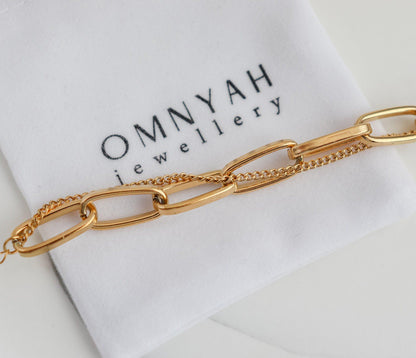 Thick Block & Simple Chain Bracelet