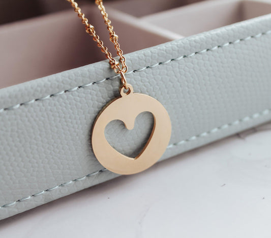 Circle Heart Cutout Necklace