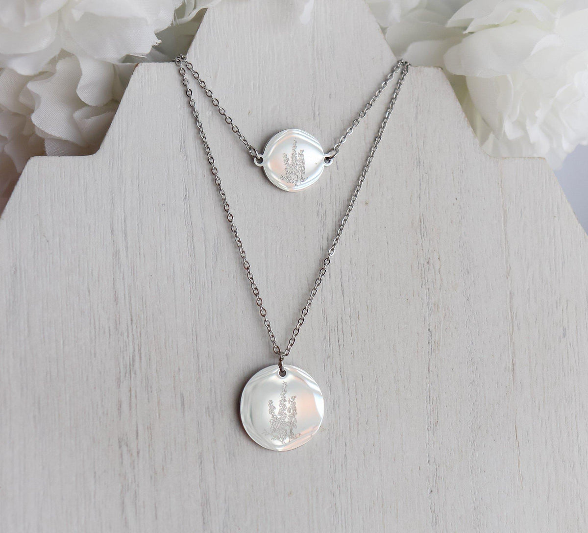 Birth Month Flower Pendant Necklace & Bracelet Set (Style 1)