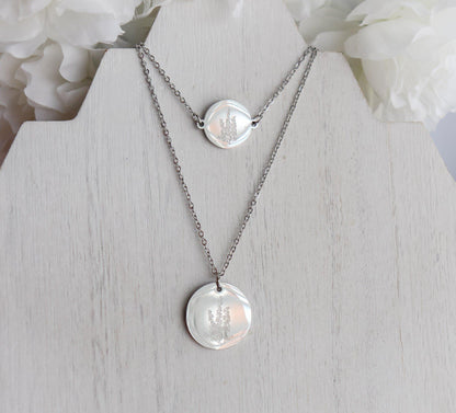 Birth Month Flower Pendant Necklace & Bracelet Set (Style 1)