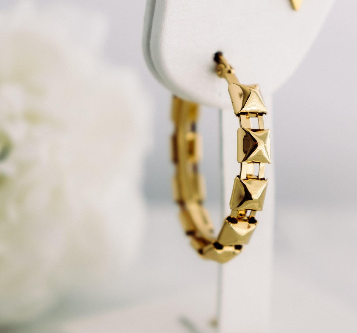 Square Studs Hoop Earrings