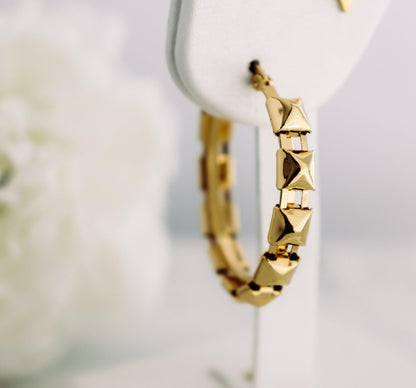 Square Studs Hoop Earrings