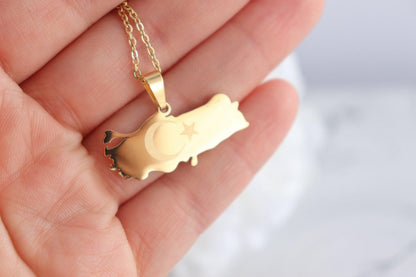 Solid Turkey Türkiye Map Necklace