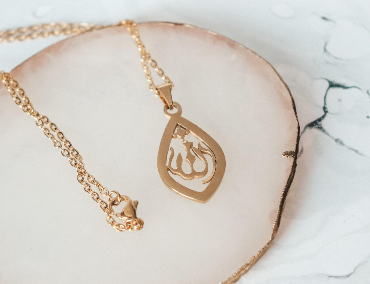 ALLAH Teardrop Calligraphy Pendant Necklace