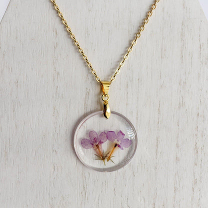 Rimless Circle Pressed Flower Necklace