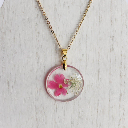 Rimless Circle Pressed Flower Necklace