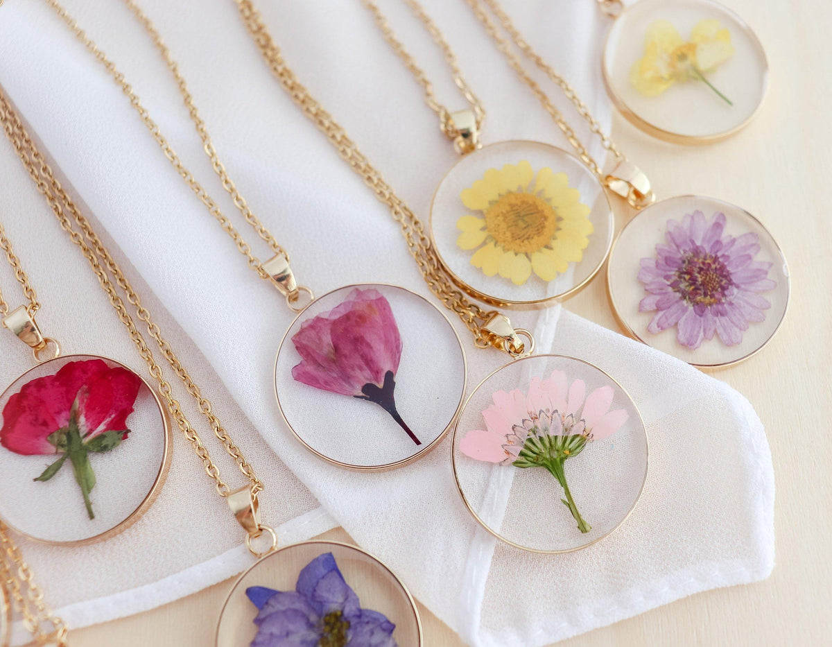 Pressed Birth Month Flower Necklace