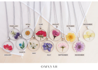 Pressed Birth Month Flower Necklace